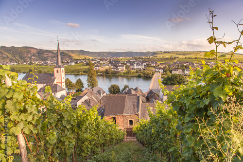view on Moselle and vineyards in Germany Piesport