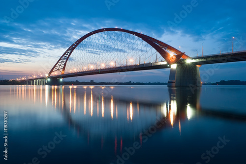 Bugrinsky Bridge over the River Ob, Novosibirsk, Russia, night view