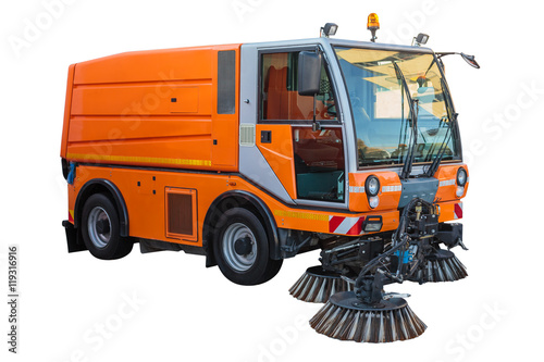 Street sweeper machine isolated with clipping path