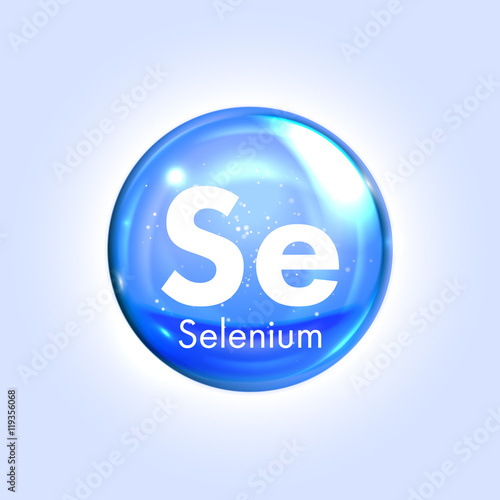 Selenium mineral blue icon. Vector 3D drop pill capsule