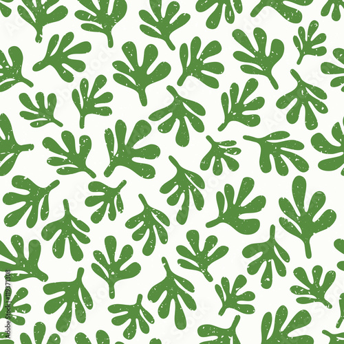 Abstract leaf textured background. Seamless pattern with green leaves