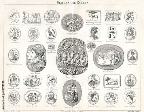 Engraved gems and cameos (from Meyers Lexikon, 1895, 7/286-7)