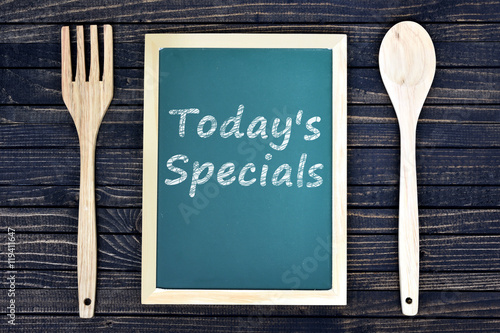 Today's Specials text on green board with fork and spoon