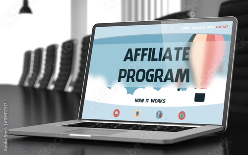 Affiliate Program Concept on Laptop Screen. 3D Rendering.