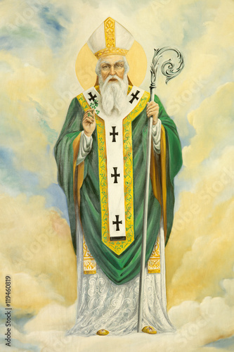 ROME, ITALY - MARCH 10, 2016: The St. Patrick painting in church Basilica di Santa Maria Ausiliatrice by the Salesian priest and artist Don Giuseppe Melle.