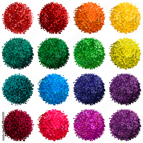 Vector set with colorful pompon