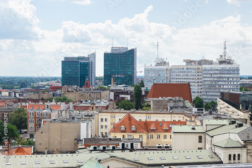 Poznan, Poland - June 28, 2016: View on old and modern buildings in polish town Poznan