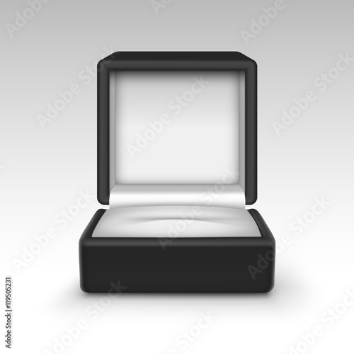 Vector Empty Black Velvet Opened gift jewelry box on Background