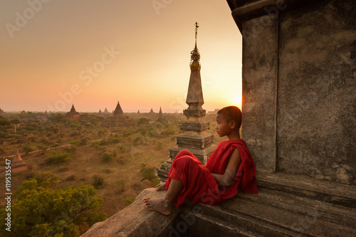 The plain of Bagan on during sunrise, Mandalay, Myanmar