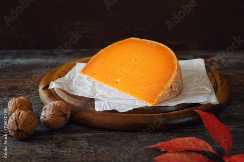 Mimolette cheese and walnuts