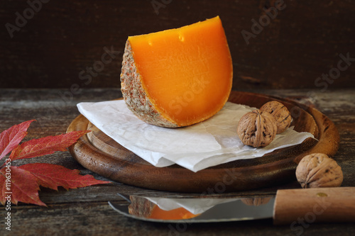 Mimolette cheese and walnuts
