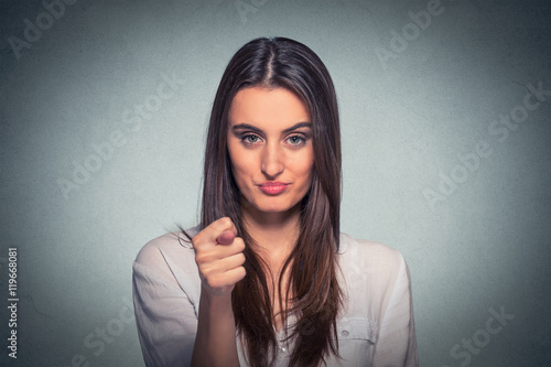 Woman giving thumb finger figa gesture you get zero nothing