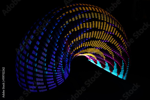 LED light painting in dark, long exposure