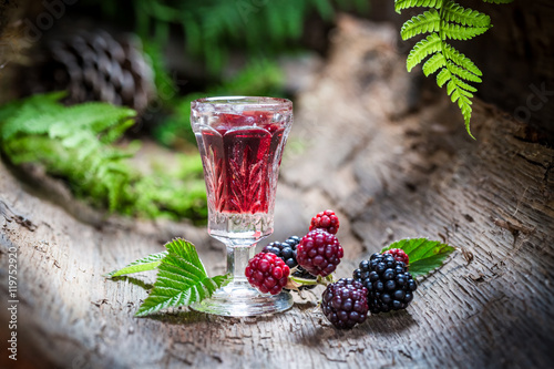 Homemade liqueur made of blackberries and alcohol
