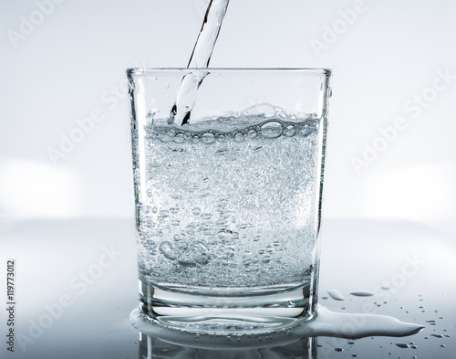 fresh, sparkling mineral water in a glass 