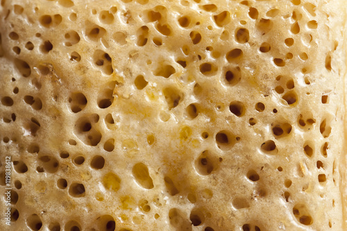 Air pockets in buttered crumpet