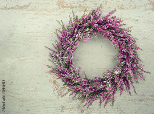 Purple autumn heather flower wreath