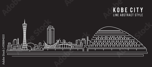 Cityscape Building Line art Vector Illustration design - Kobe city