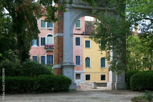 Entrence to The Giardini Park in Venice, Italy. The Venice Giardini host Venice Biennale Art Festival.