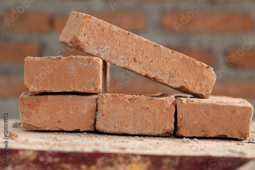 Brick block on the scaffolding