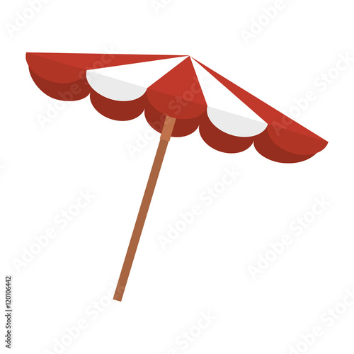 red and white striped beach parasol summer object. vector illustration