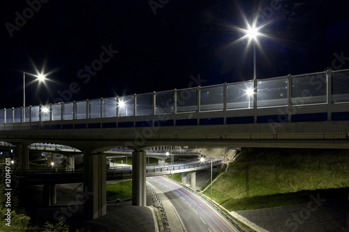 night overpass with led lights of the Banska Bystrica Slovakia