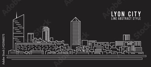 Cityscape Building Line art Vector Illustration design - Lyon city