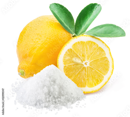 Lemon acid and lemon fruits.