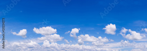 Beutyful blue sky with white cloud. Panorama.