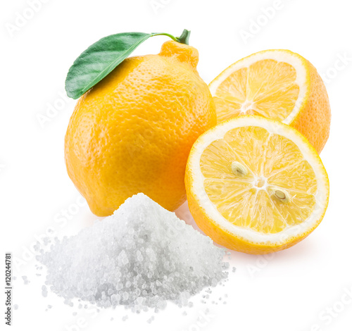 Lemon acid and lemon fruits.