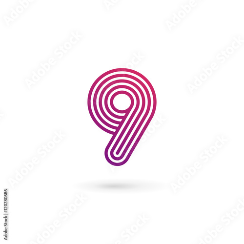 Number 9 logo icon design template elements