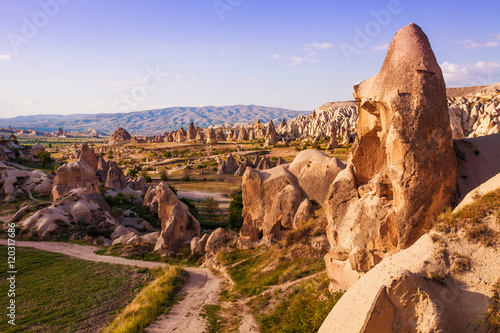 View of red, rose valley in Cappadocia, Turkey