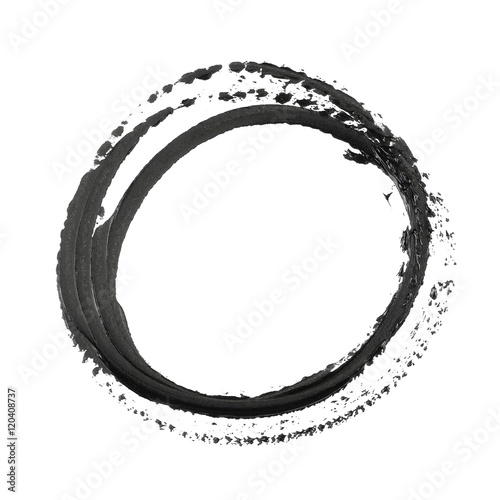 photo black grunge circle brush strokes oil paint isolated on white background