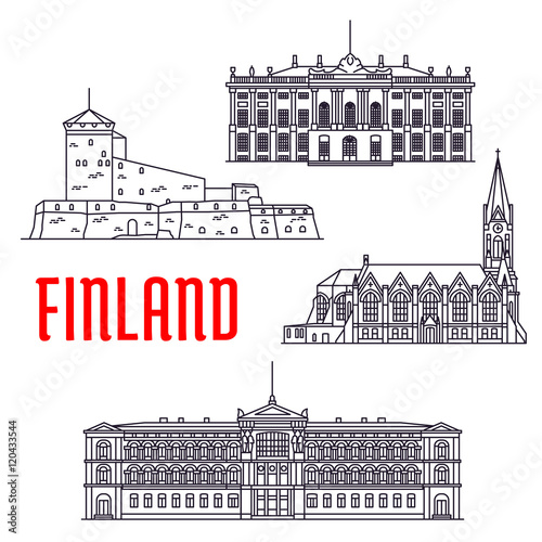 Travel landmarks of Finland and Denmark icon