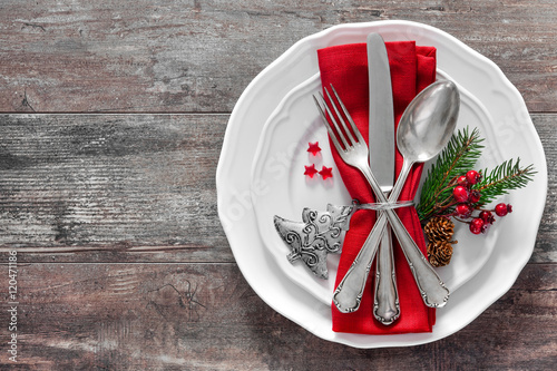 Christmas table place setting