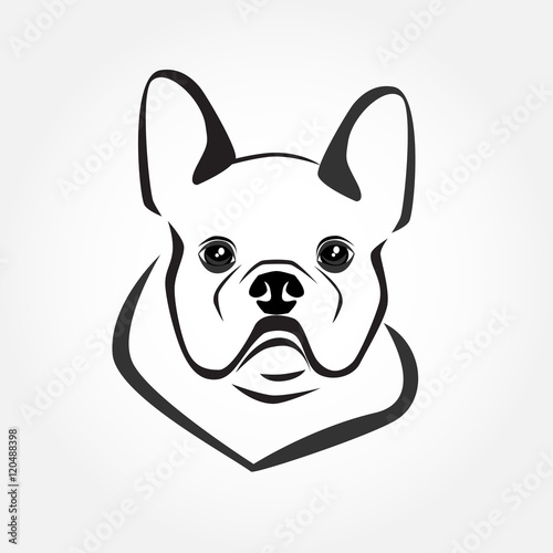 French bulldog icon vector. Dog head logo. Cute puppy face simple design.