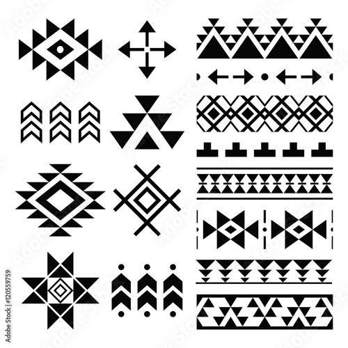 Navajo print, Aztec pattern, Tribal design elements 