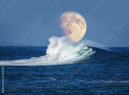 big sea wave and The Moon