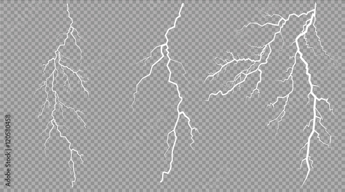 vector electrical and lightning on transparent background