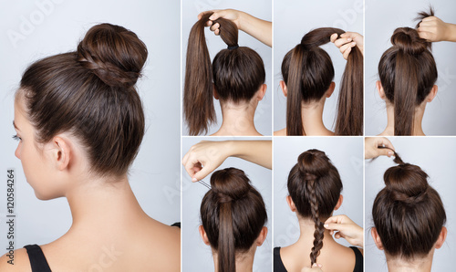 Hairstyle tutorial elegant bun with braid