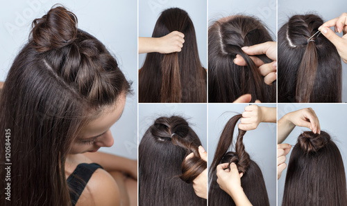 modern hairstyle bun with plait tutorial
