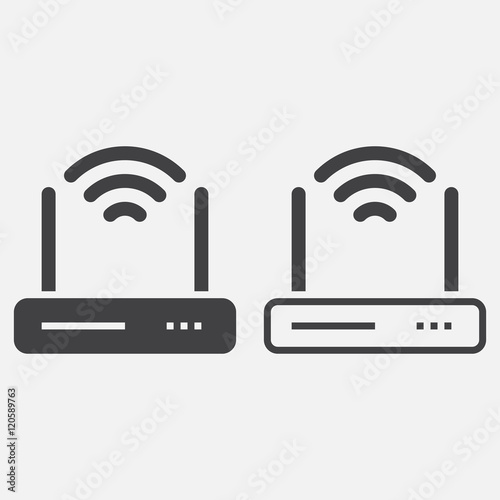 router line icon, wifi outline and solid vector sign, linear and full pictogram isolated on white, logo illustration