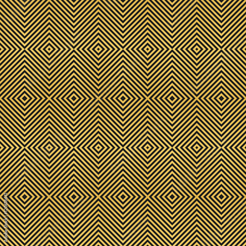 gold on black seamless geometric pattern, based on squares forms