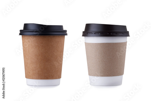 Take-out coffee with cup holder isolated on a white background