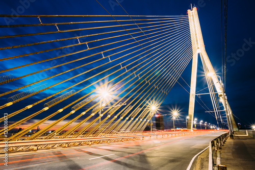 Vansu Bridge In Riga, Latvia. Shroud Bridge. Cable-Stayed Bridge