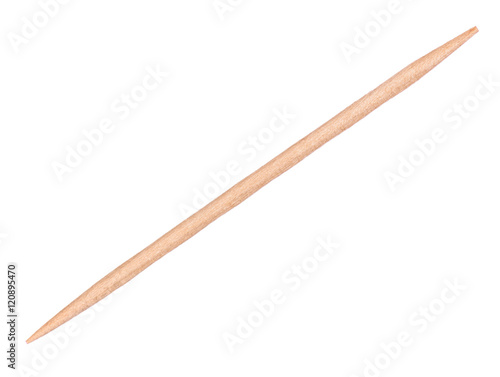 wooden toothpick closeup on isolated white background