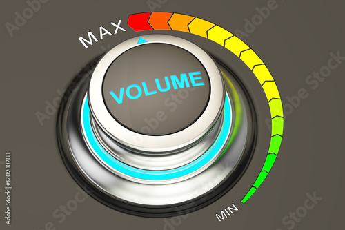 volume knob, max level of volume. 3D rendering