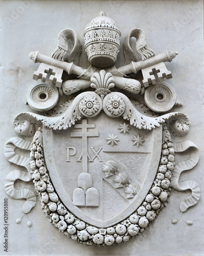 Pius VII coat of arms on Pincio Hill public park in Rome