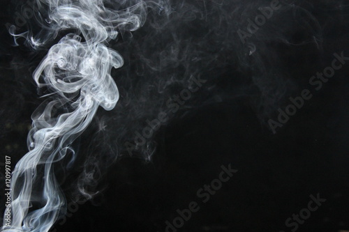 white smoke isolated on black background