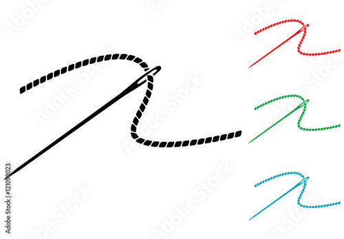 Icono plano aguja con hilo varios colores